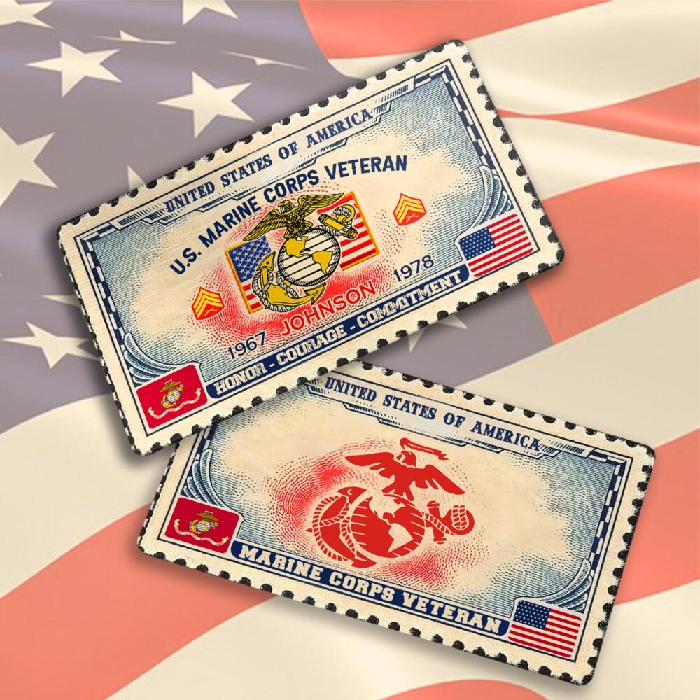 US Marine Corps, Land Of The Free, Because Of The Brave - Printed Metal Card - Image 3