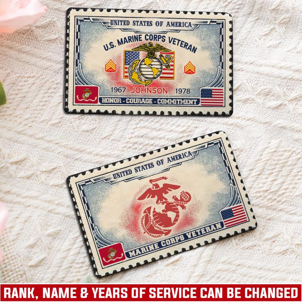 US Marine Corps, Land Of The Free, Because Of The Brave - Printed Metal Card