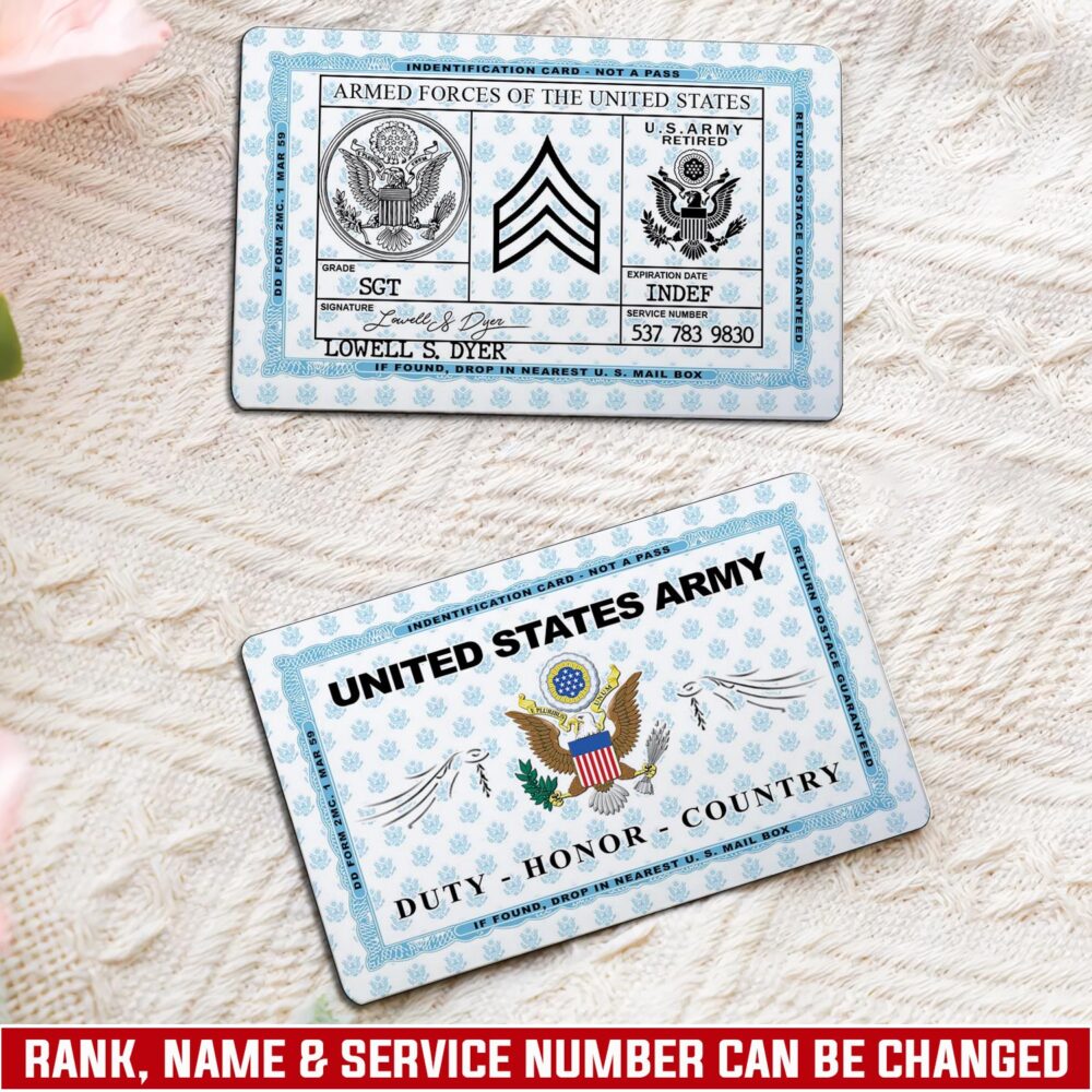 US Army, O 5 Army Lieutenant Colonel - Printed Metal Card