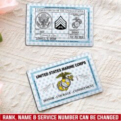 US Marine Corps, E 8 Marines First Sergeant - Printed Metal Card