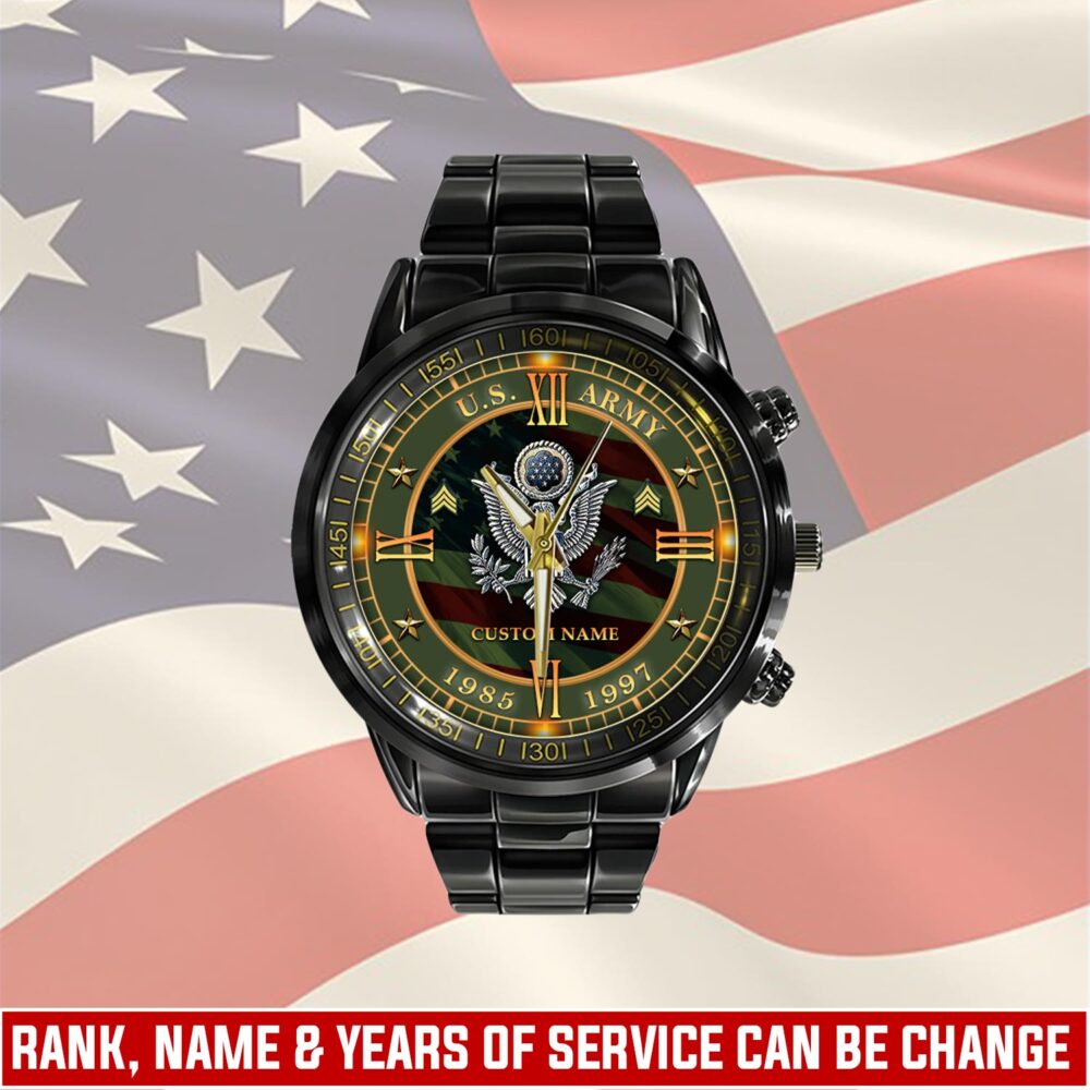US Army, No One Gets Left Behind - Black Stainless Steel Watch