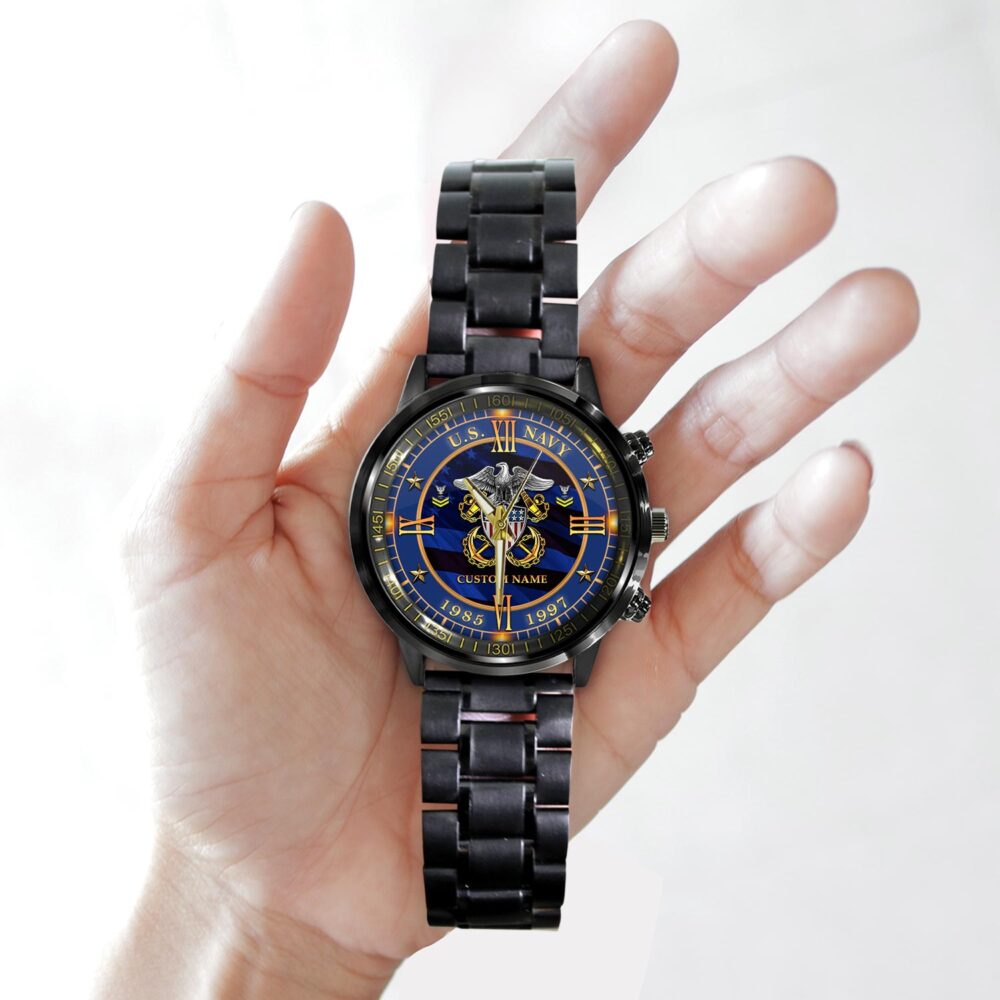 US Navy, Served With Pride - Black Stainless Steel Watch - Image 2