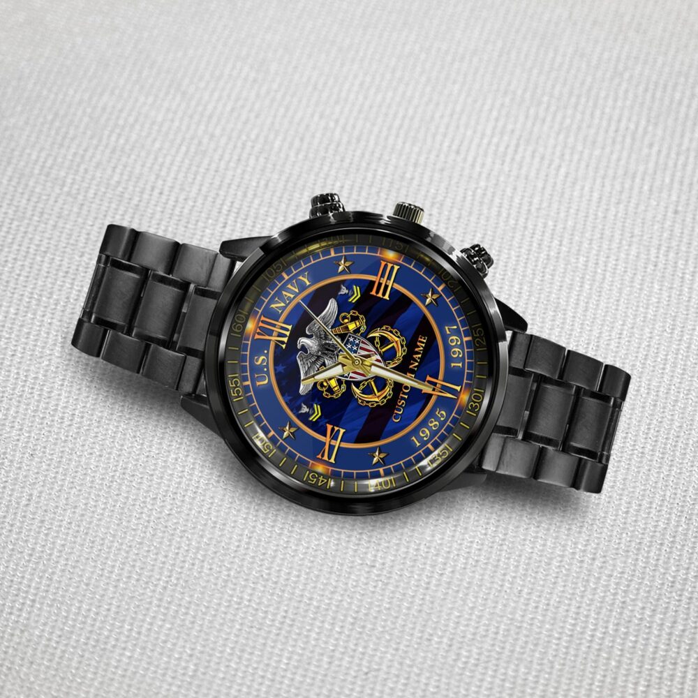 US Navy, Served With Pride - Black Stainless Steel Watch - Image 3
