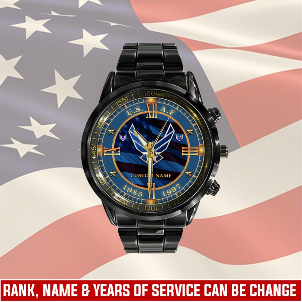 US Air Force, Duty, Honor, Country - Black Stainless Steel Watch
