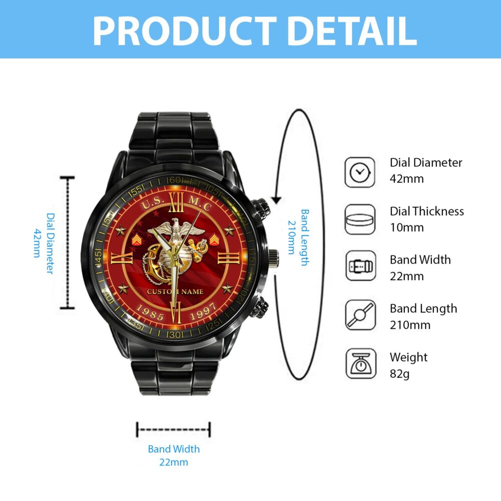 US Marine Corps, The Few, The Proud - Black Stainless Steel Watch - Image 4