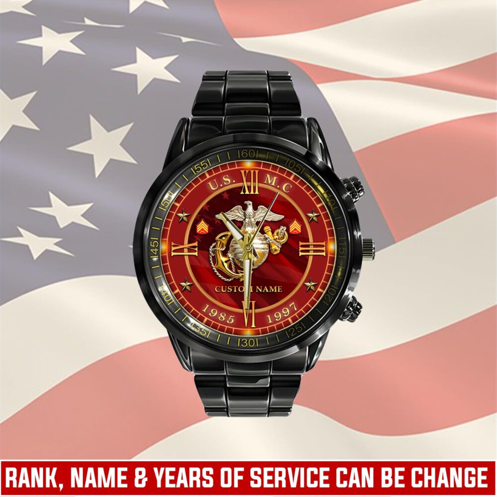 US Marine Corps, The Few, The Proud - Black Stainless Steel Watch
