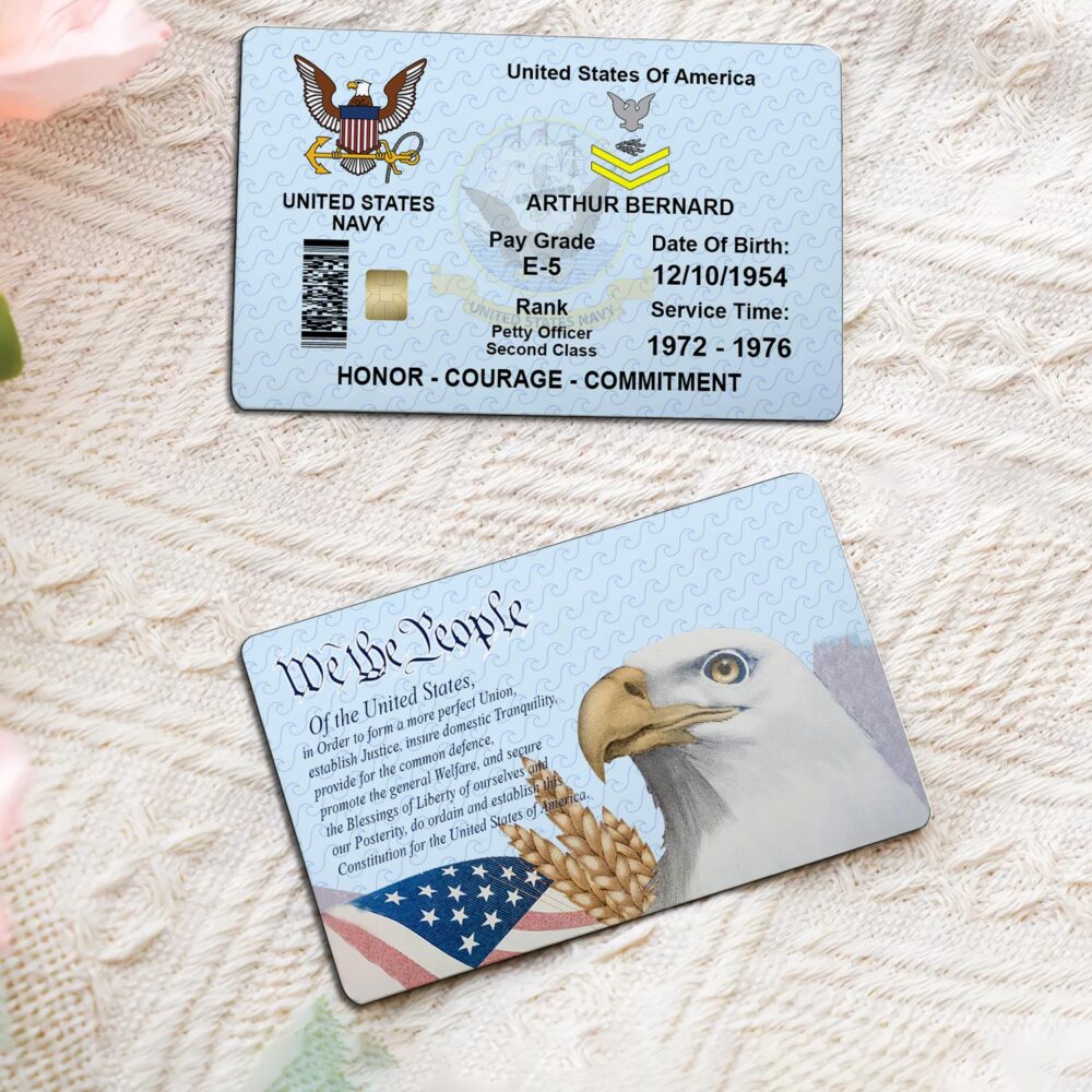 US Navy, E 4 Gold - Printed Metal Card - Image 2