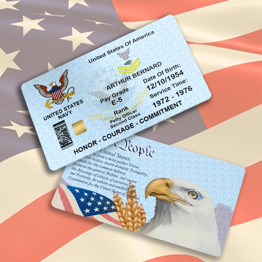 US Navy, E 4 Gold - Printed Metal Card - Image 3