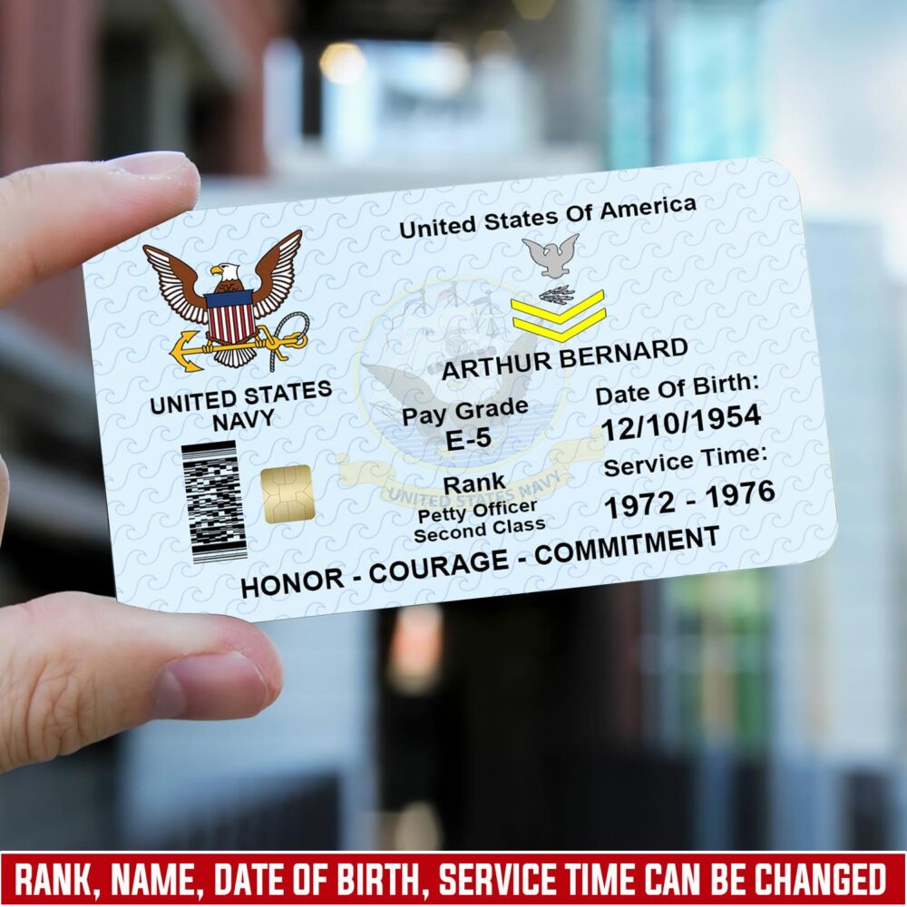 US Navy, E 4 Gold - Printed Metal Card