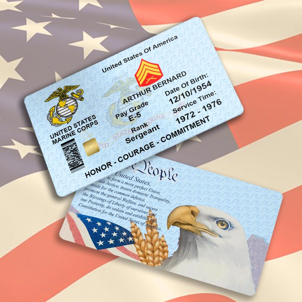 US Marine Corps, Duty, Honor, Country - Printed Metal Card - Image 3