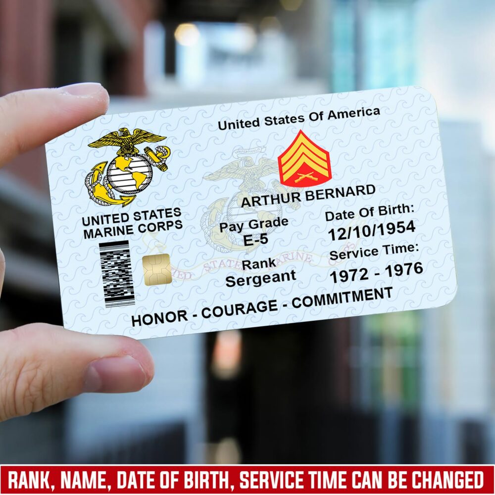 US Marine Corps, Duty, Honor, Country - Printed Metal Card