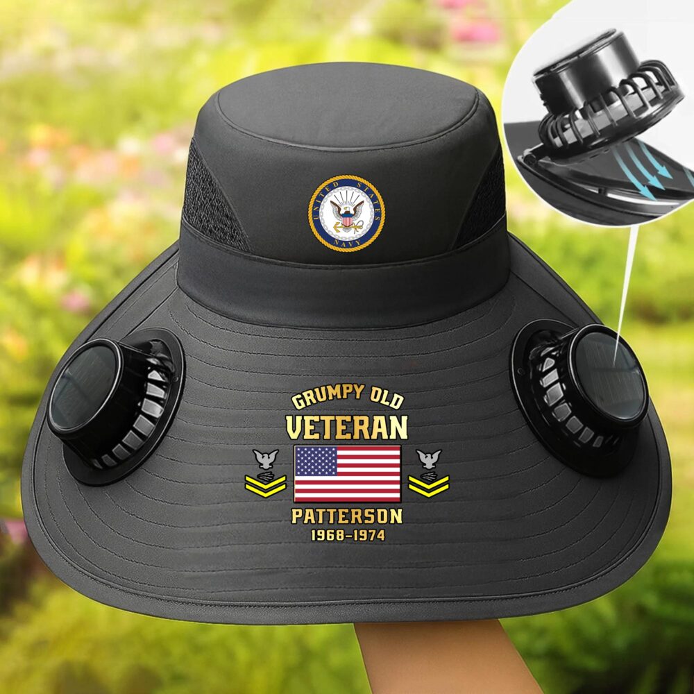 US Navy, Thank a Veteran - Solar Powered Fan Hat