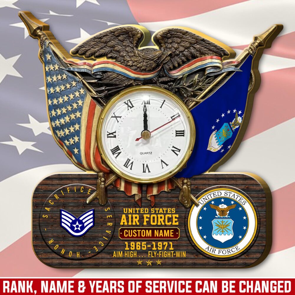 US Air Force , O 3 Air Force Captain - Wooden Clock 7.8*7.8 in