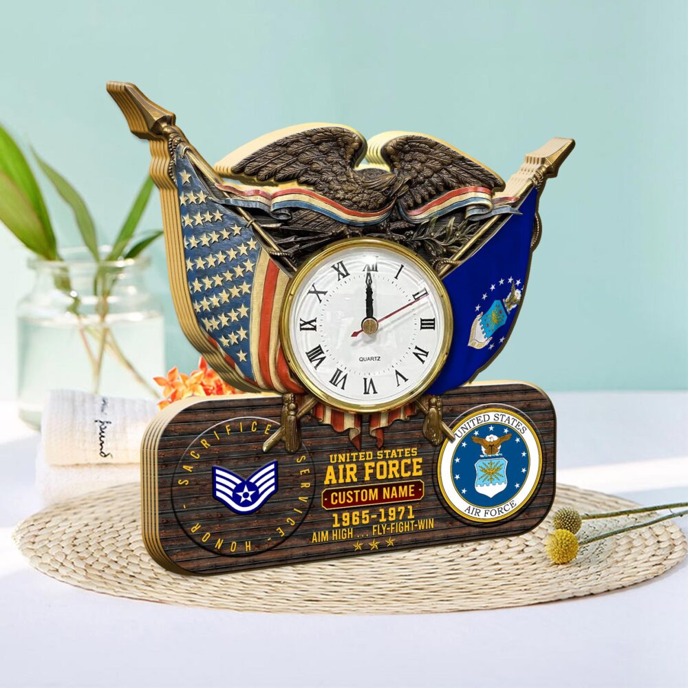 US Air Force , O 3 Air Force Captain - Wooden Clock 7.8*7.8 in - Image 2