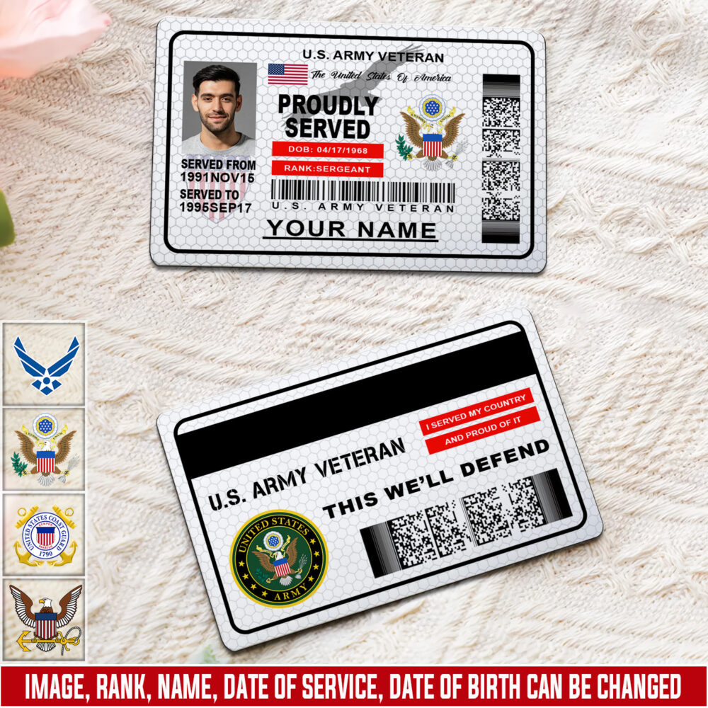 Personalized Veteran Identification Metal Card