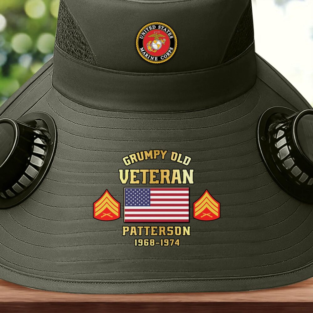 US Marine Corps, E 5 Marines Sergeant - Solar Powered Fan Hat - Image 2