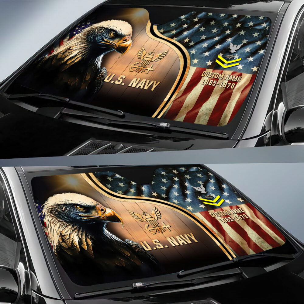 US Navy, Proud Veteran - Car Sun Shade - Image 2
