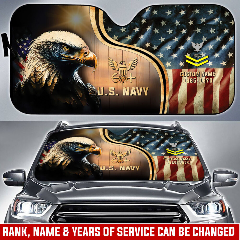 US Navy, Proud Veteran - Car Sun Shade