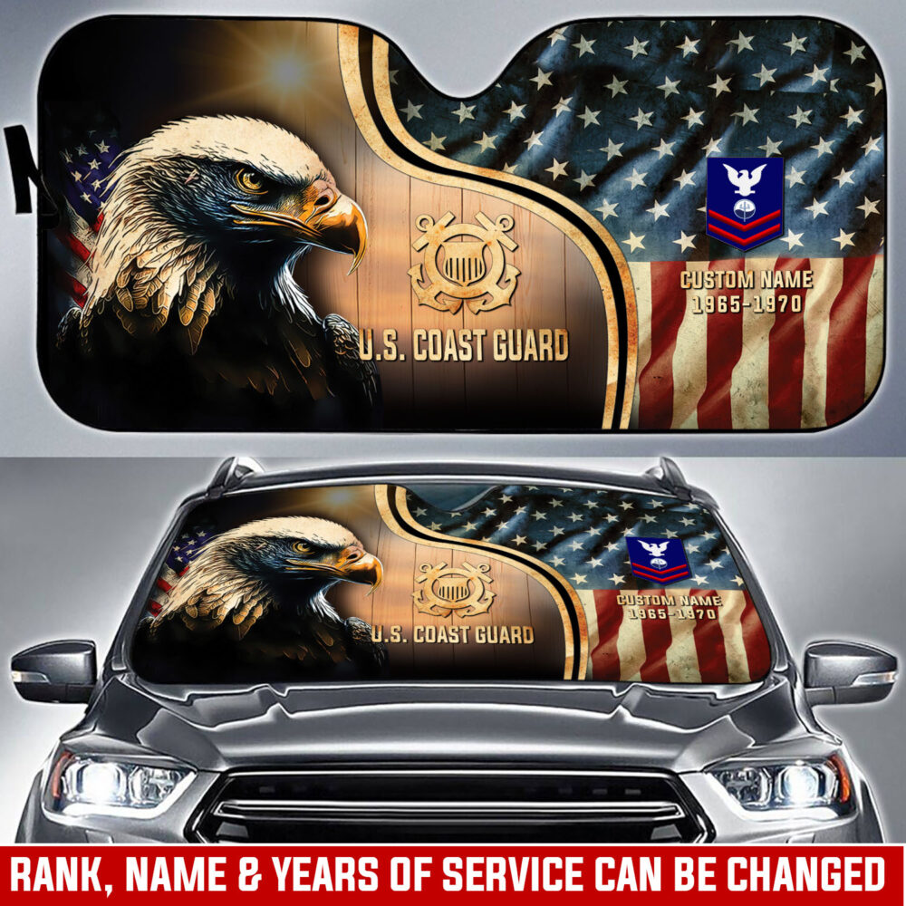 US Coast Guard, E 6 Gold - Car Sun Shade