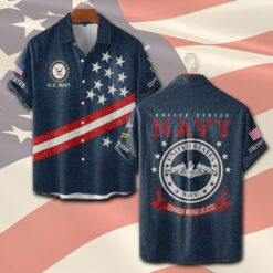 Navy Badge, Honor, Duty, Service - Short Sleeve Button Shirt