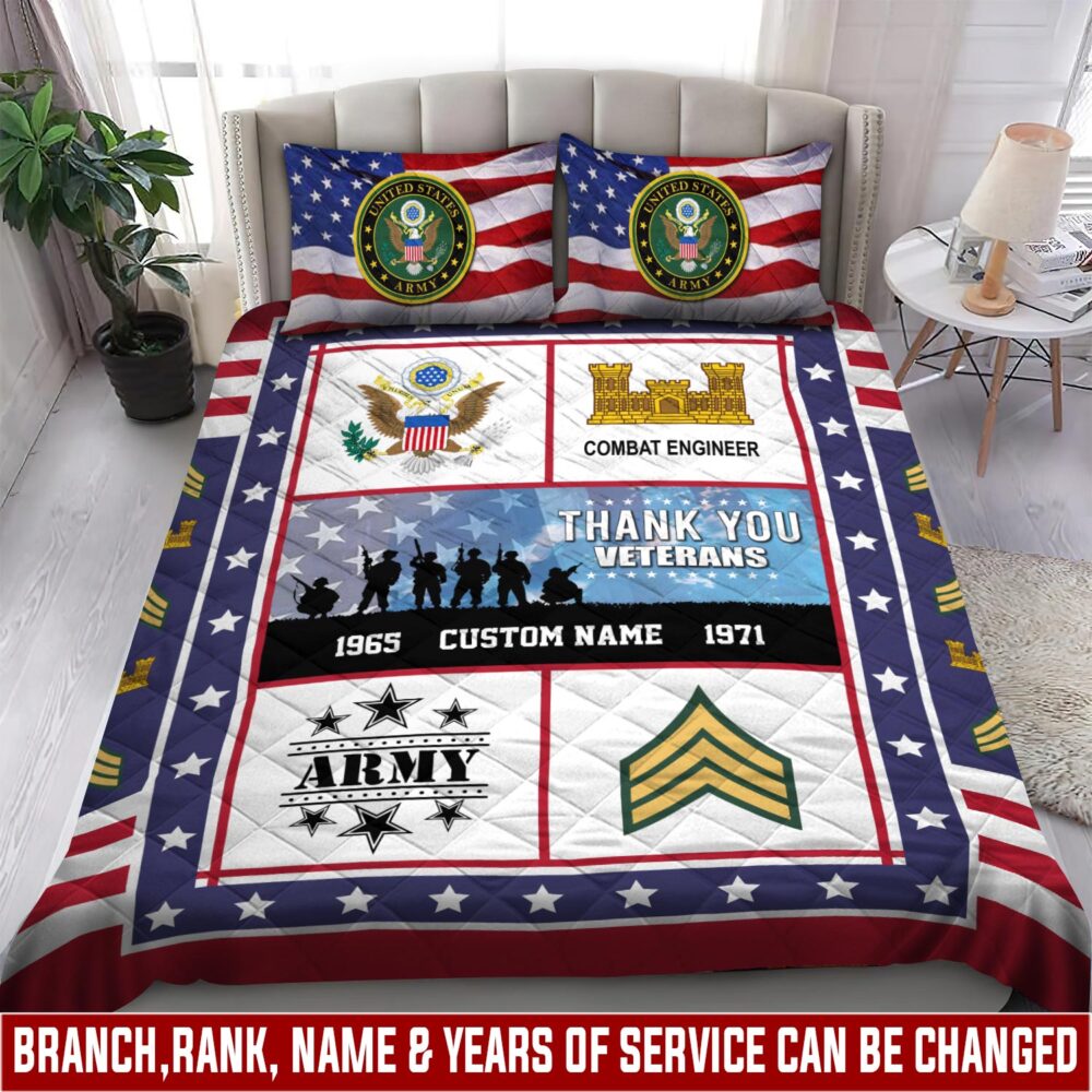 Army Branch, E 5 Army Sergeant - Quilt Bed Set - Twin
