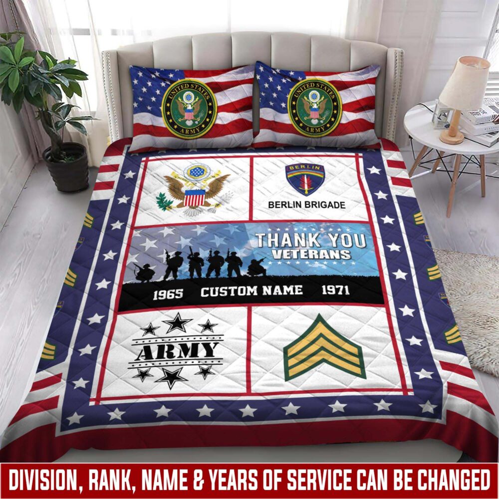 Army Division, Freedom Isn't Free - Quilt Bed Set - Twin