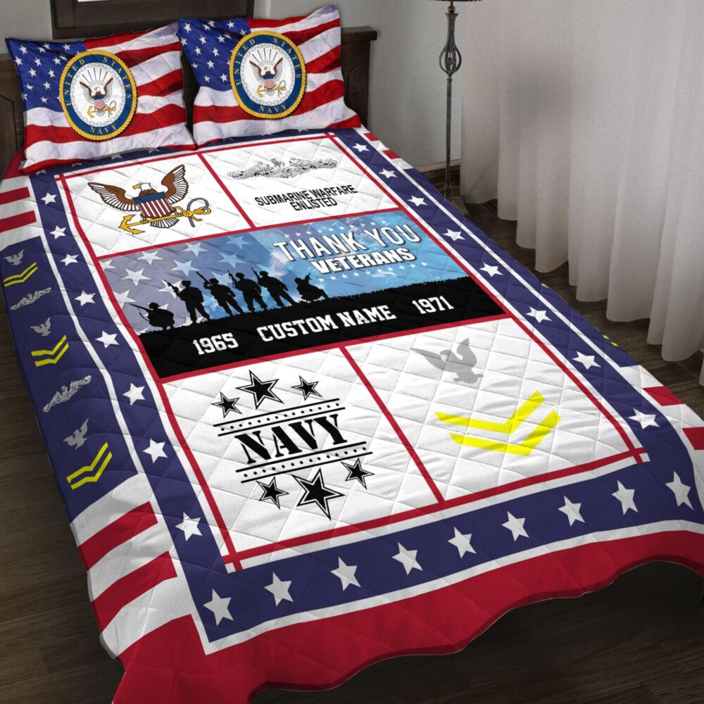 Navy Badge, Duty, Honor, Country - Quilt Bed Set - Twin - Image 2