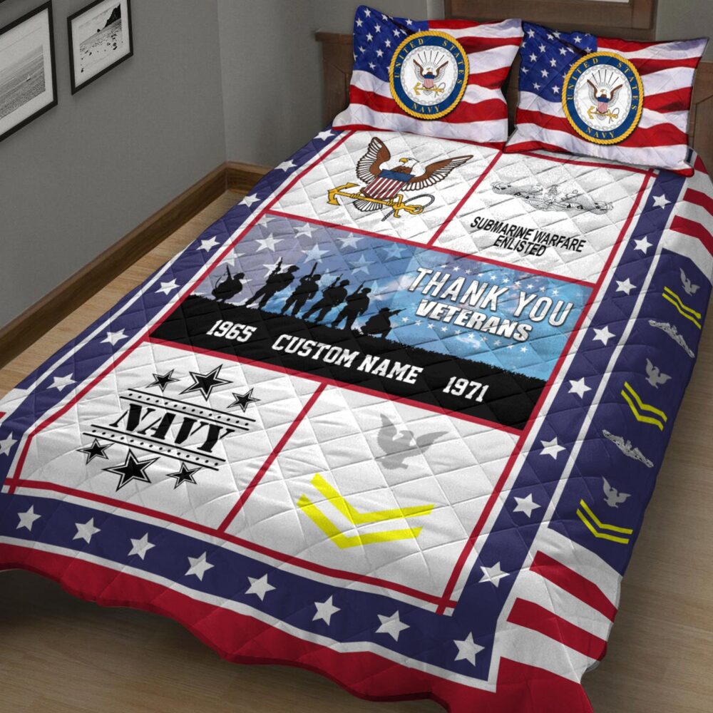 Navy Badge, Duty, Honor, Country - Quilt Bed Set - Twin - Image 3