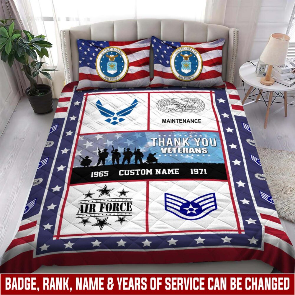 Air Force Badge, Once An Airman, Always An Airman - Quilt Bed Set - Queen