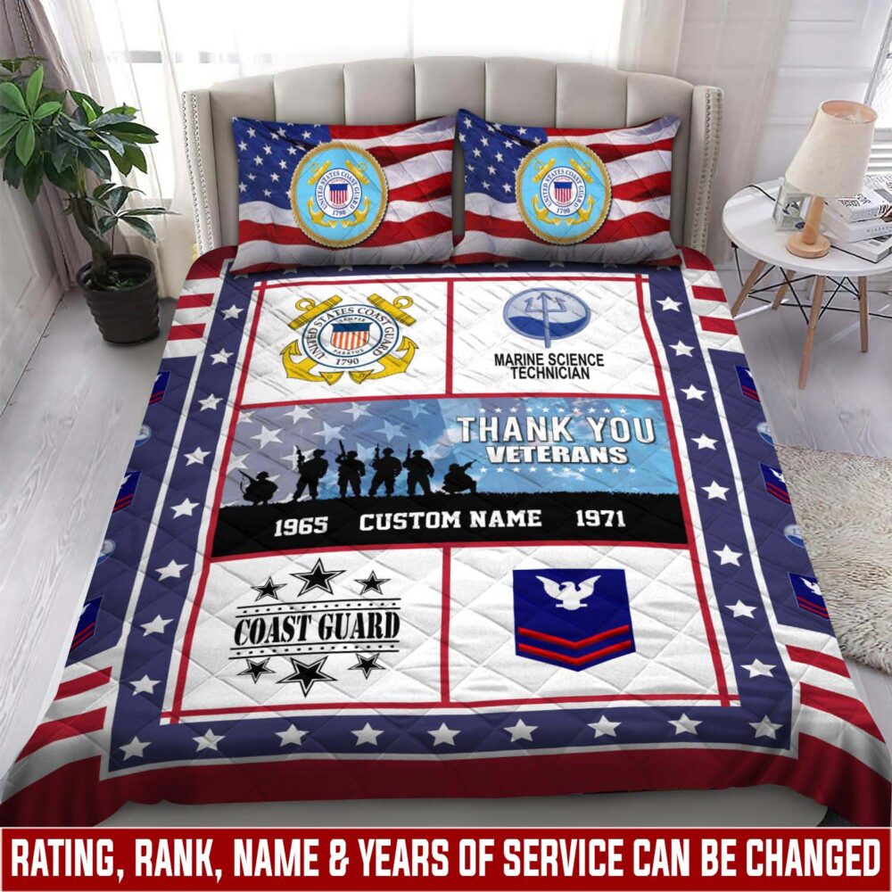 Coast Guard Rating, E 2 Blue - Quilt Bed Set - King - Image 3