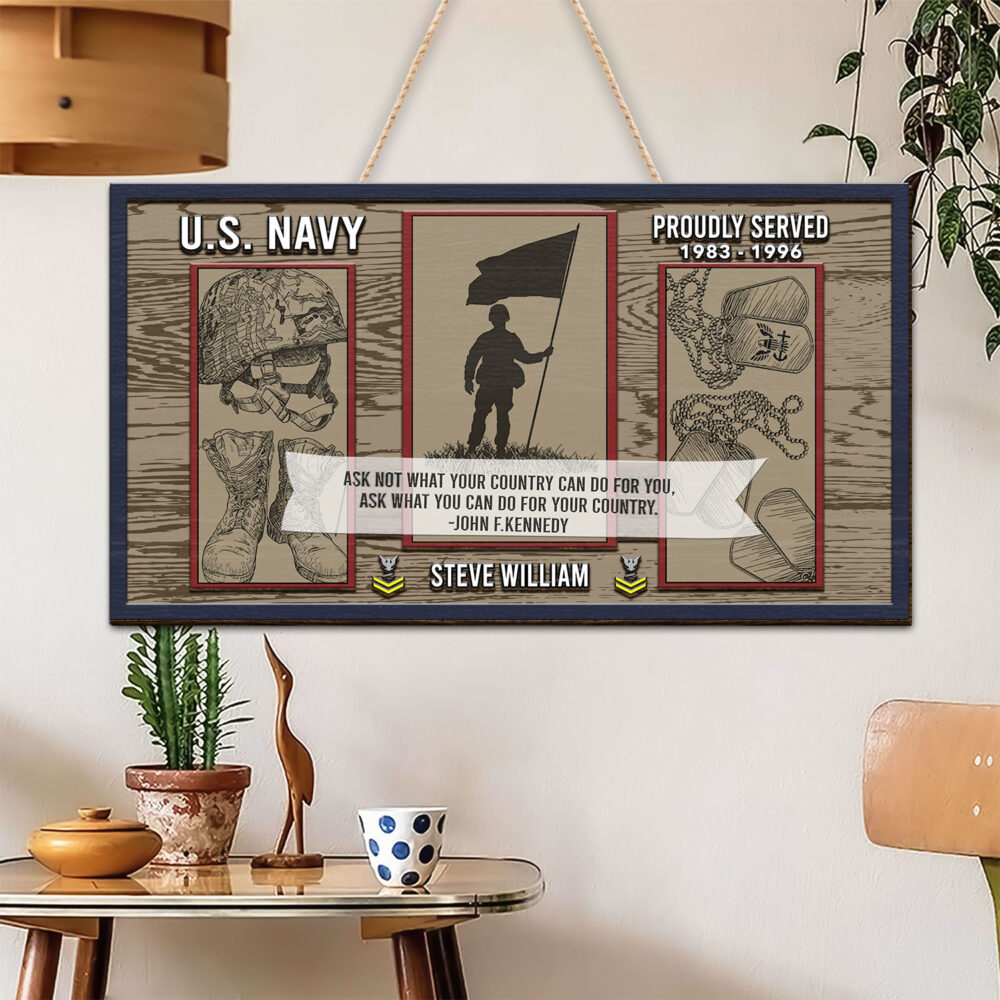 US Navy, E 2 Blue - 2 Layers Wooden Plaque 18x18in - Image 3
