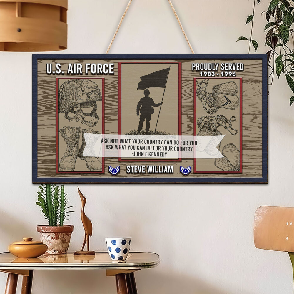 US Air Force, Served With Pride - 2 Layers Wooden Plaque 14x14in - Image 3