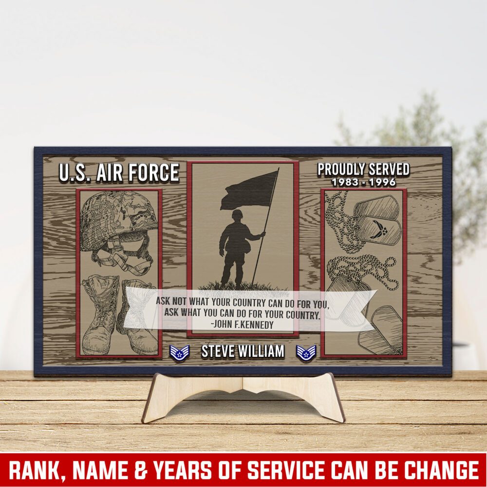 US Air Force, Served With Pride - 2 Layers Wooden Plaque 14x14in