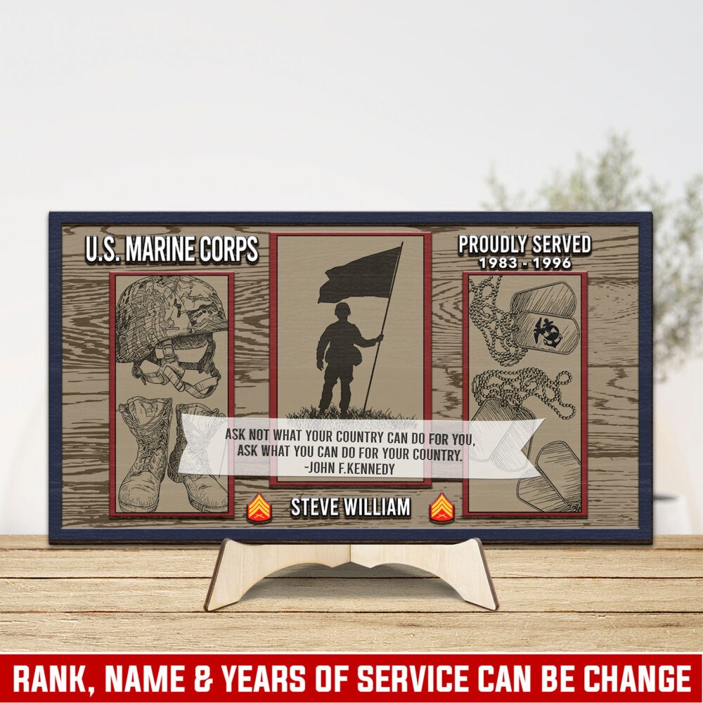 US Marine Corps, E 6 Marines Staff Sergeant - 2 Layers Wooden Plaque 18x18in
