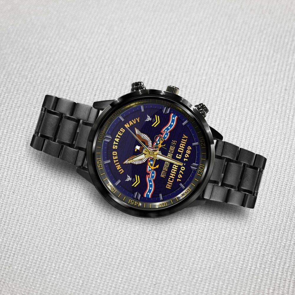 US Navy, Thank a Veteran - Black Stainless Steel Watch - Image 3