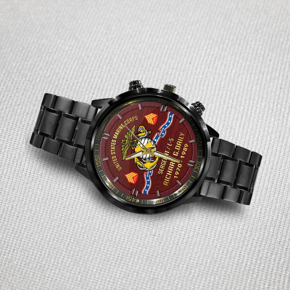 US Marine Corps, Defender of Freedom - Black Stainless Steel Watch - Image 3