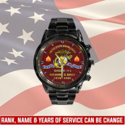US Marine Corps, Defender of Freedom - Black Stainless Steel Watch