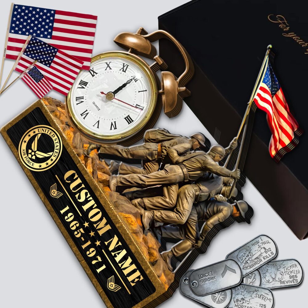 US Air Force , E 7 Air Force Master Sergeant - Wooden Clock 9.8*9.8in - Image 3