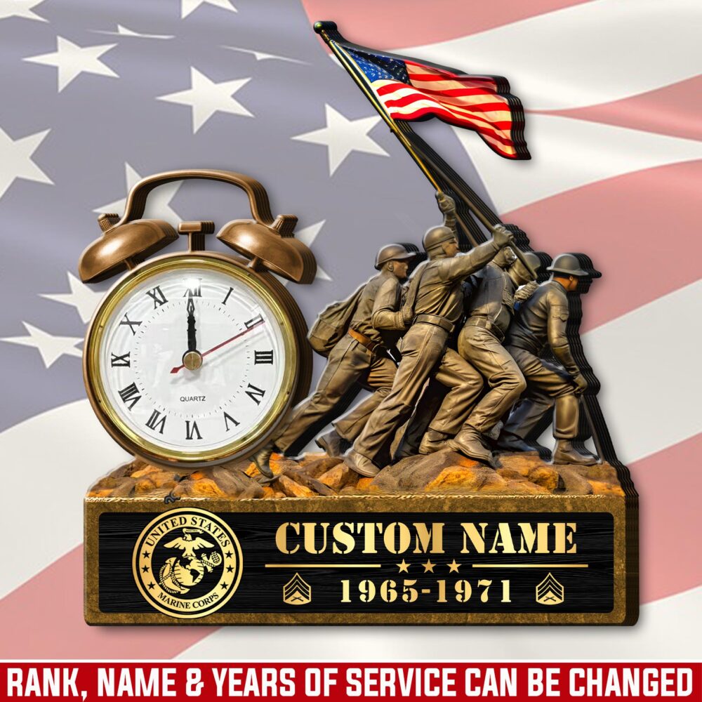 US Marine Corps, Served With Pride - Wooden Clock 11.8*11.8in