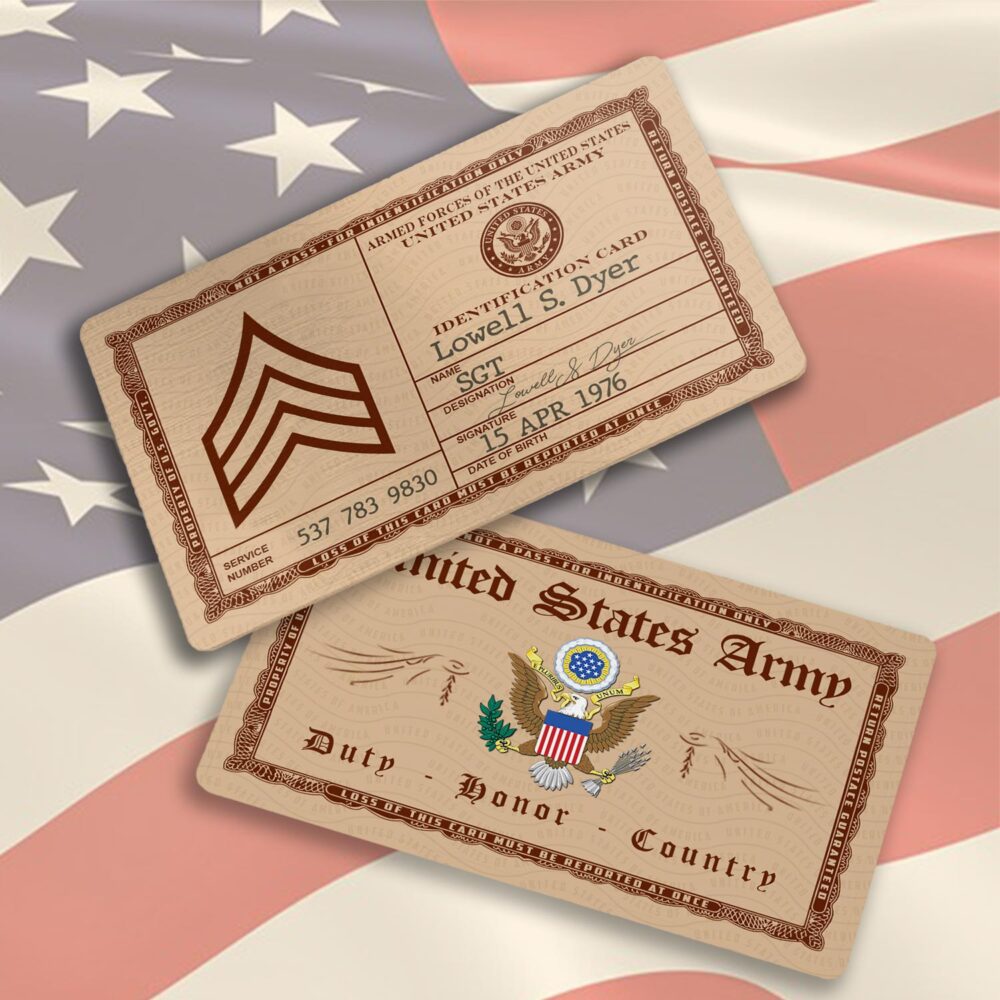 US Army, Proud Veteran - Printed Metal Card - Image 3
