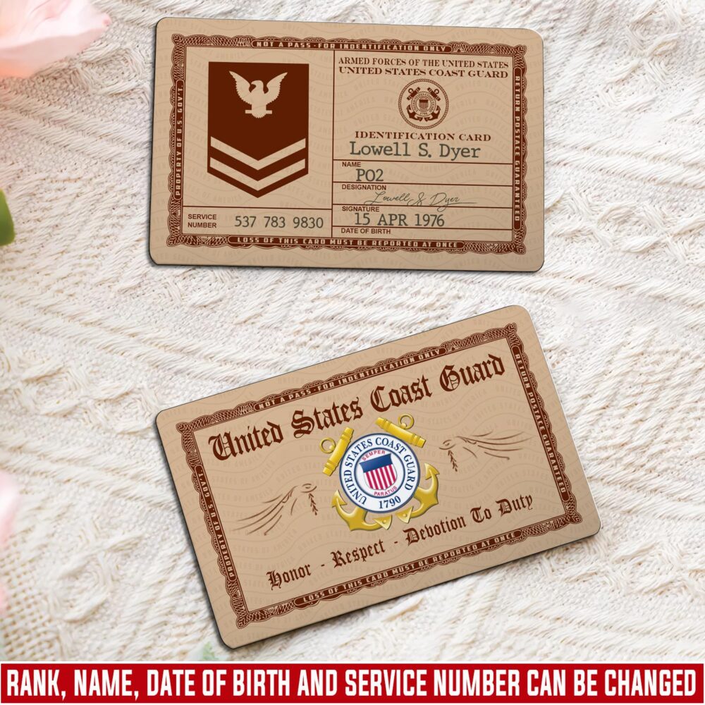 US Coast Guard, Proud To Have Served - Printed Metal Card