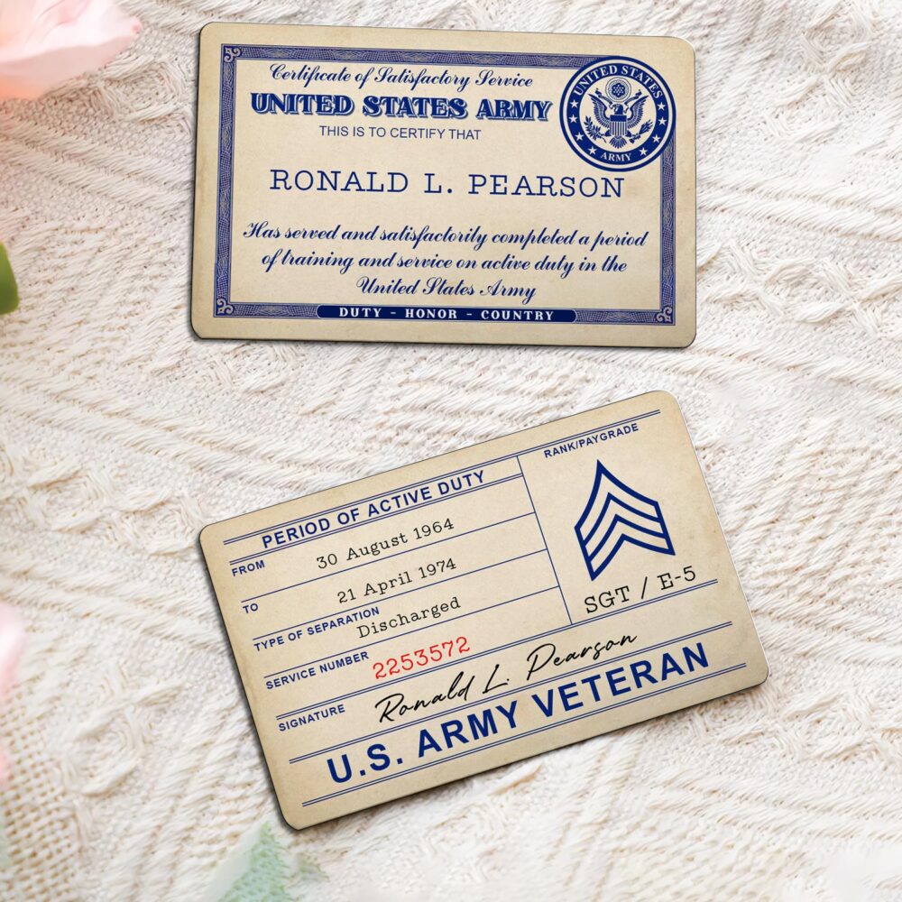 US Army, Honor, Duty, Service - Printed Metal Card - Image 2
