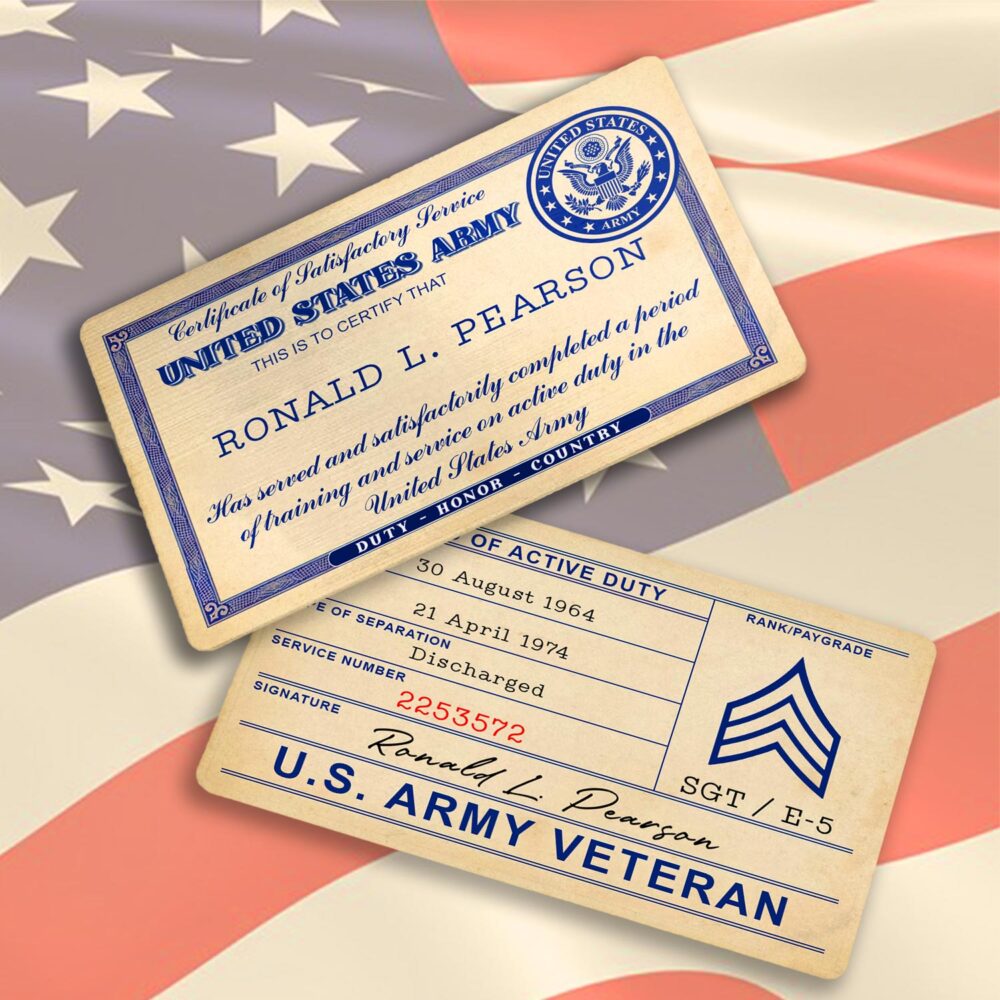 US Army, Honor, Duty, Service - Printed Metal Card - Image 3