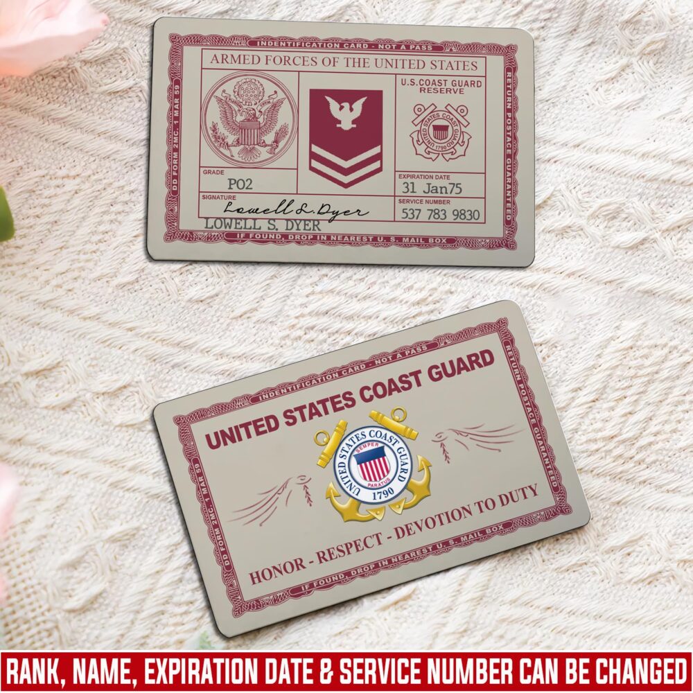 US Coast Guard, Proud To Have Served - Printed Metal Card