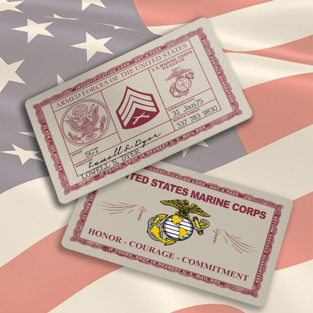 US Marine Corps, Land Of The Free, Because Of The Brave - Printed Metal Card - Image 3