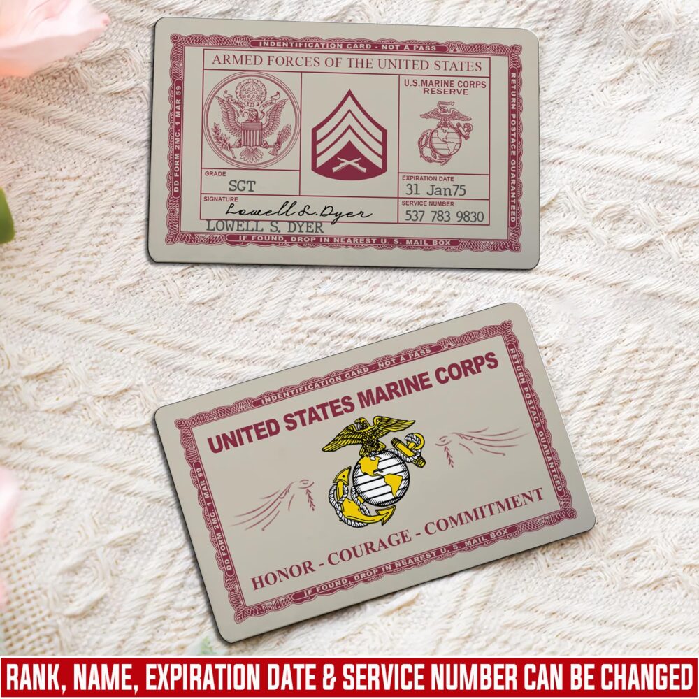 US Marine Corps, Land Of The Free, Because Of The Brave - Printed Metal Card