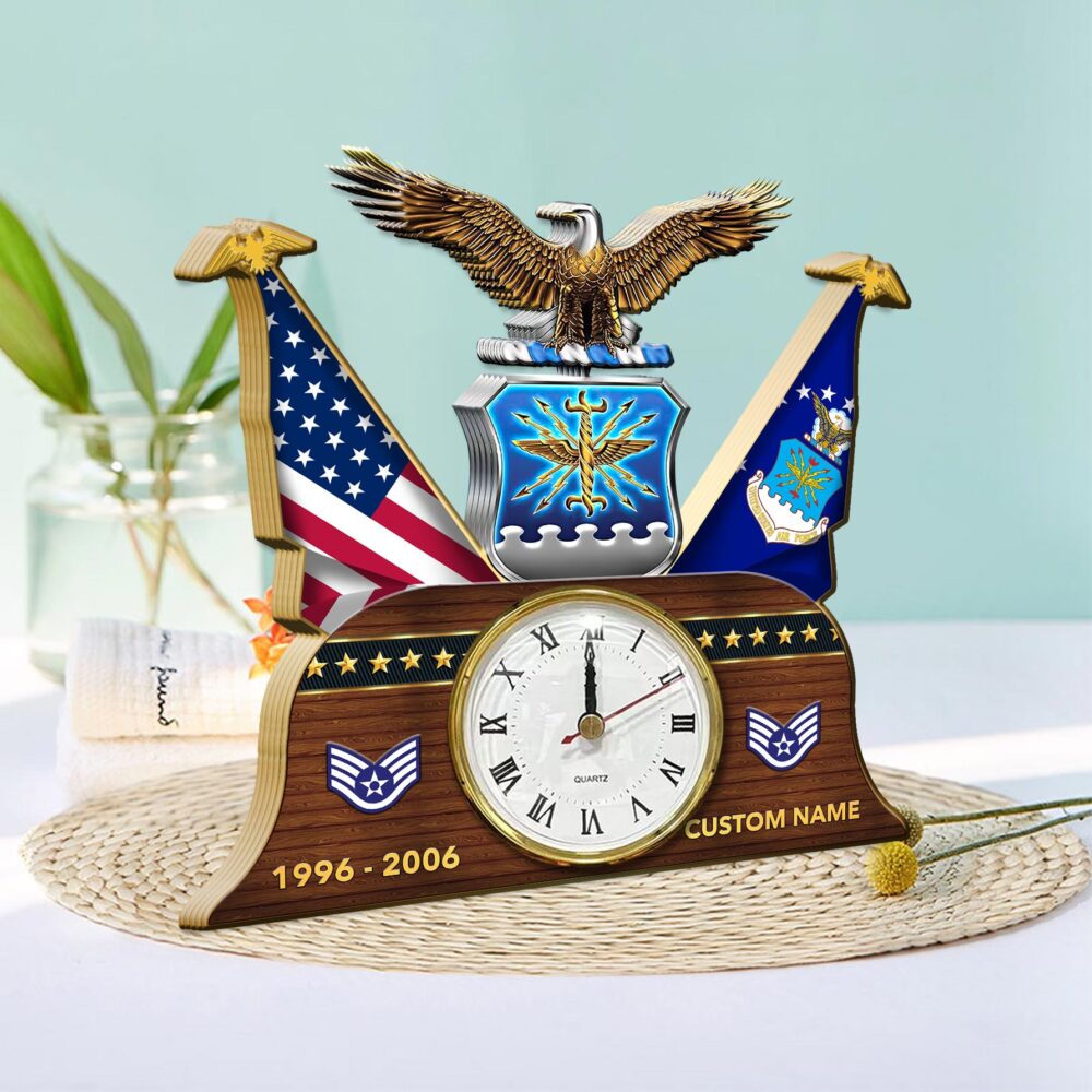 US Air Force , E 7 Air Force First Sergeant - Wooden Clock 7.8*7.8 in - Image 2
