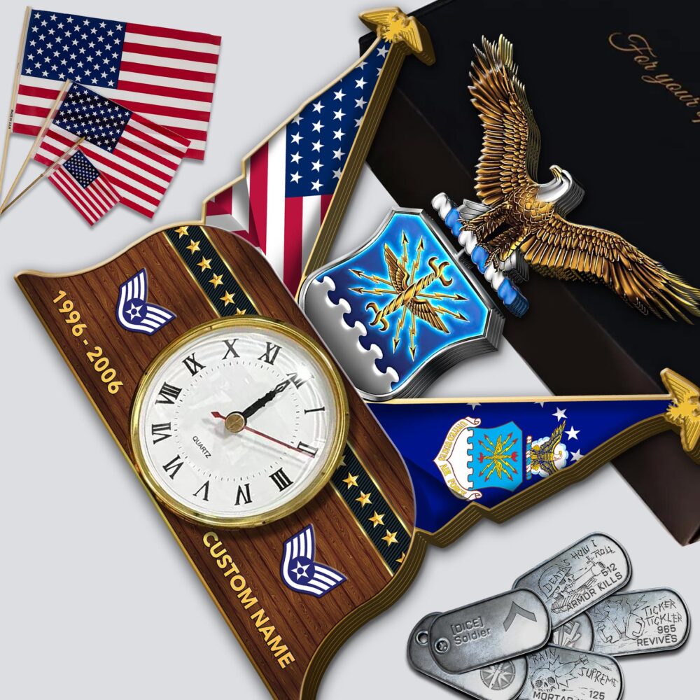 US Air Force , E 7 Air Force First Sergeant - Wooden Clock 7.8*7.8 in - Image 3