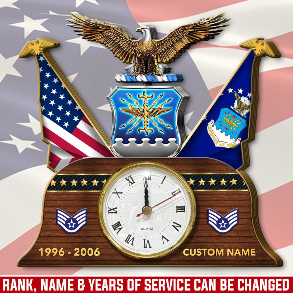 US Air Force , E 7 Air Force First Sergeant - Wooden Clock 7.8*7.8 in