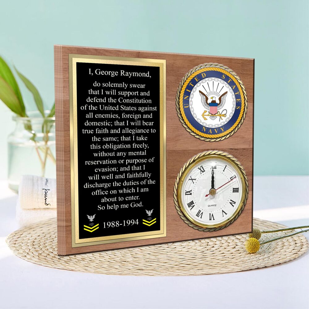 US Navy, Lest We Forget - Wooden Clock 7.8*7.8 in - Image 2